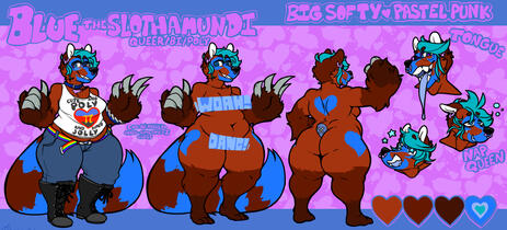 Blue&#39;s Anthro ref! Drawn by @MadeofEyebrows on Twitter [18+++]